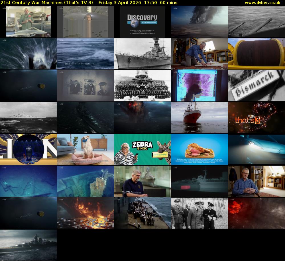21st Century War Machines (That's TV 3) Friday 3 April 2026 17:50 - 18:50