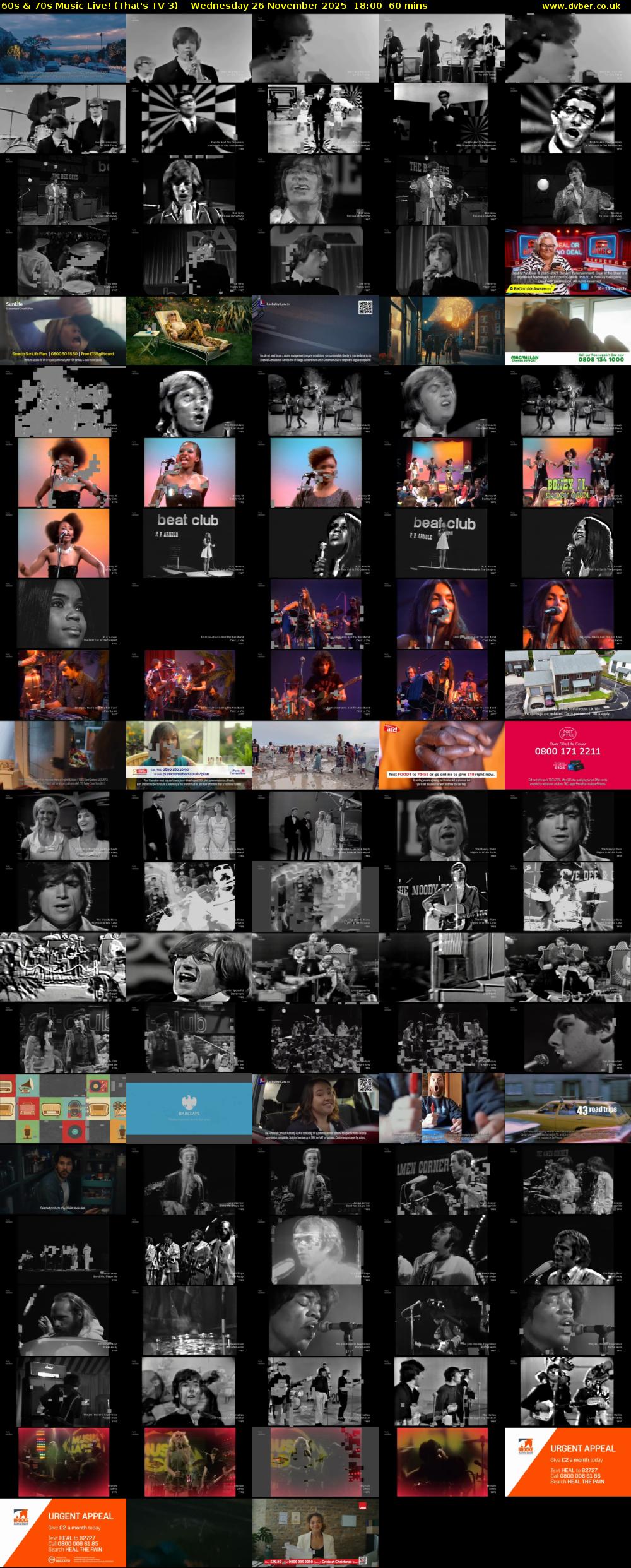 60s & 70s Music Live! (That's TV 3) Wednesday 26 November 2025 18:00 - 19:00