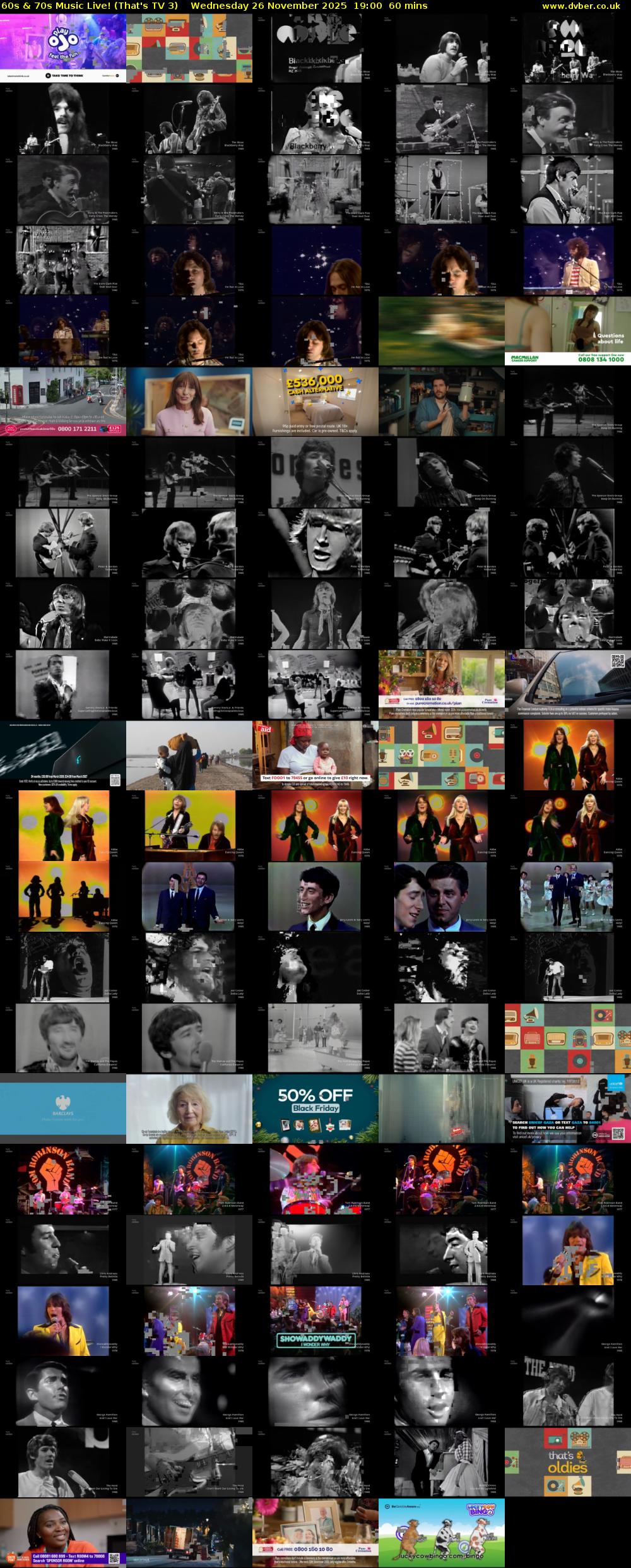 60s & 70s Music Live! (That's TV 3) Wednesday 26 November 2025 19:00 - 20:00