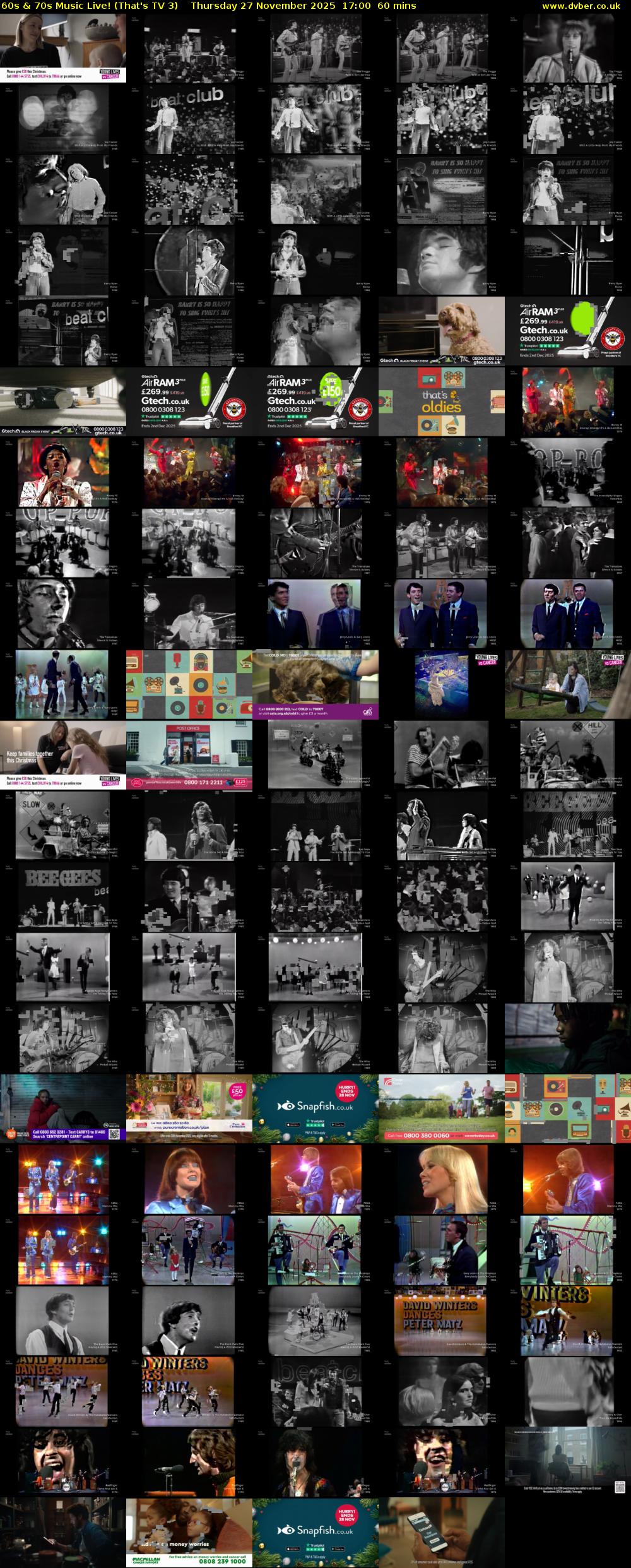 60s & 70s Music Live! (That's TV 3) Thursday 27 November 2025 17:00 - 18:00