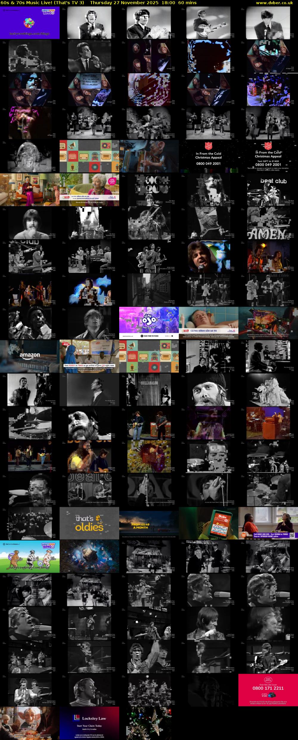 60s & 70s Music Live! (That's TV 3) Thursday 27 November 2025 18:00 - 19:00