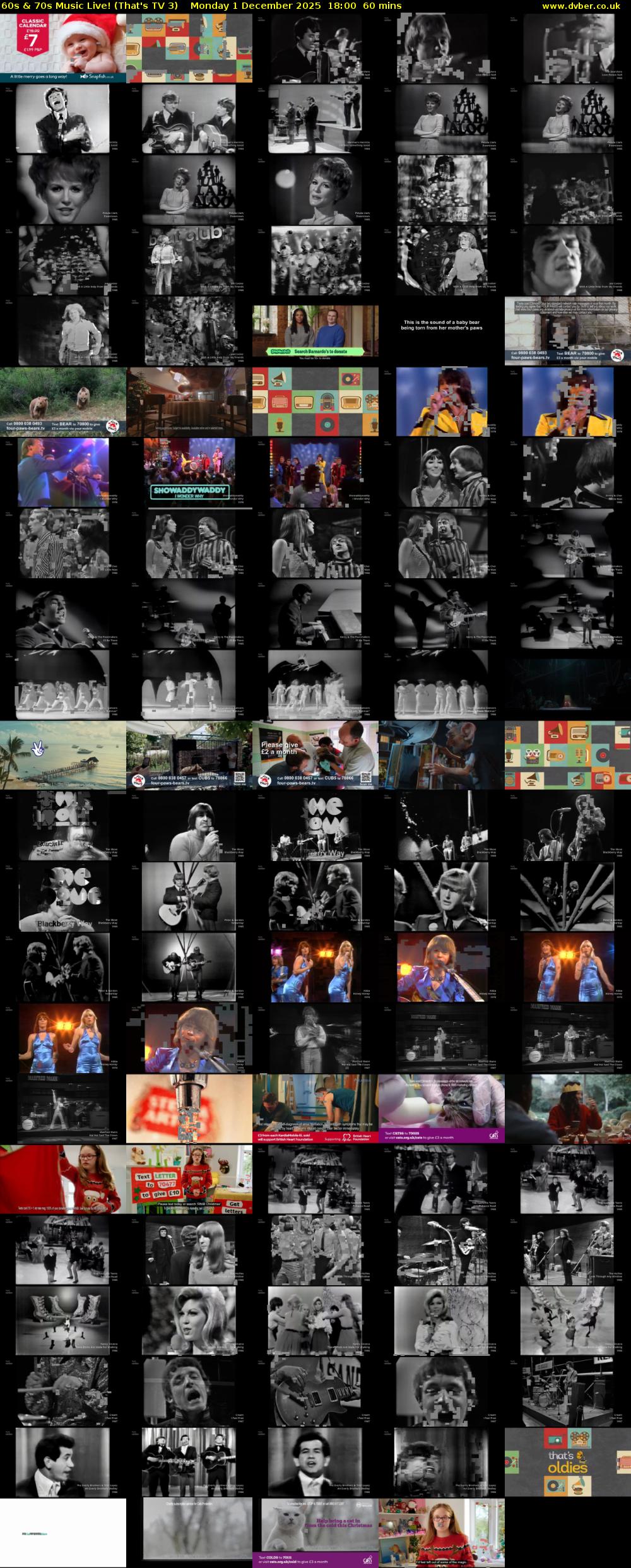 60s & 70s Music Live! (That's TV 3) Monday 1 December 2025 18:00 - 19:00