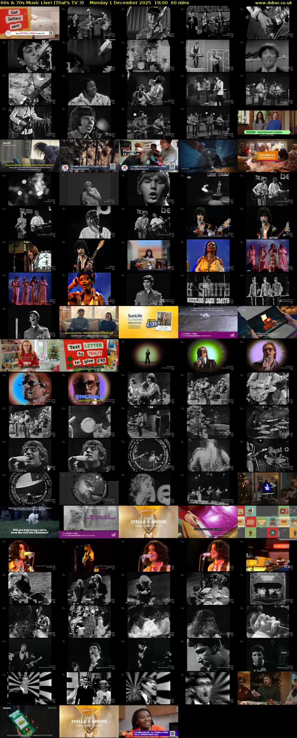 60s & 70s Music Live! (That's TV 3) Monday 1 December 2025 19:00 - 20:00