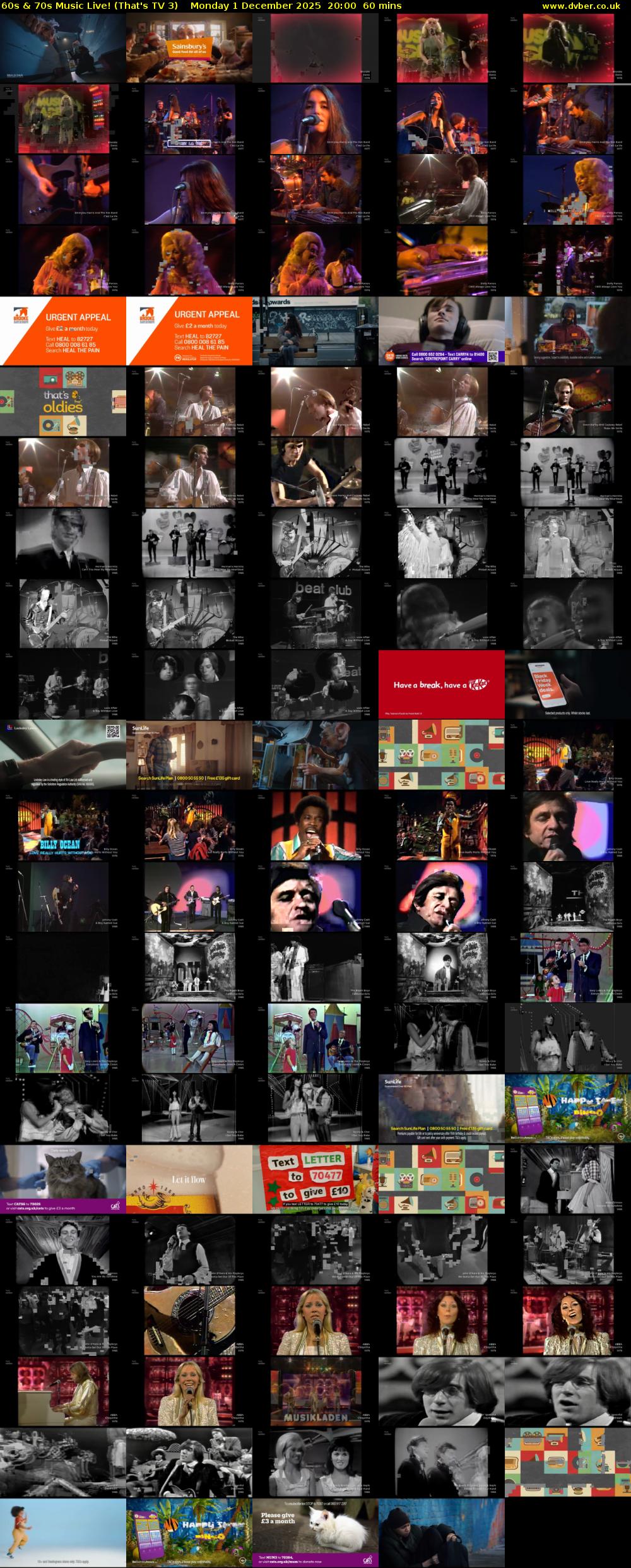 60s & 70s Music Live! (That's TV 3) Monday 1 December 2025 20:00 - 21:00