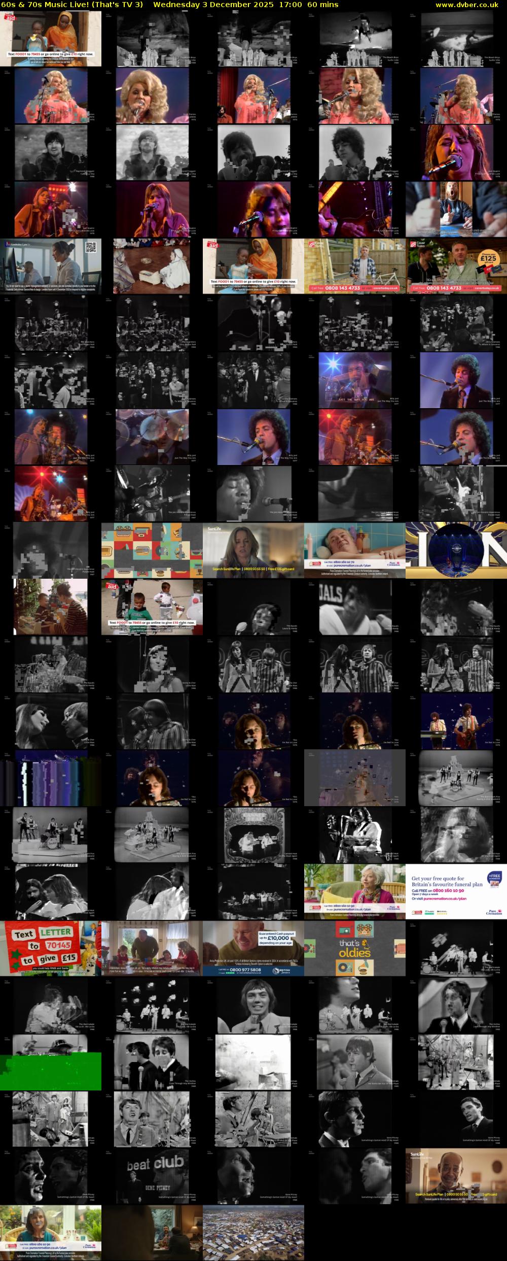 60s & 70s Music Live! (That's TV 3) Wednesday 3 December 2025 17:00 - 18:00