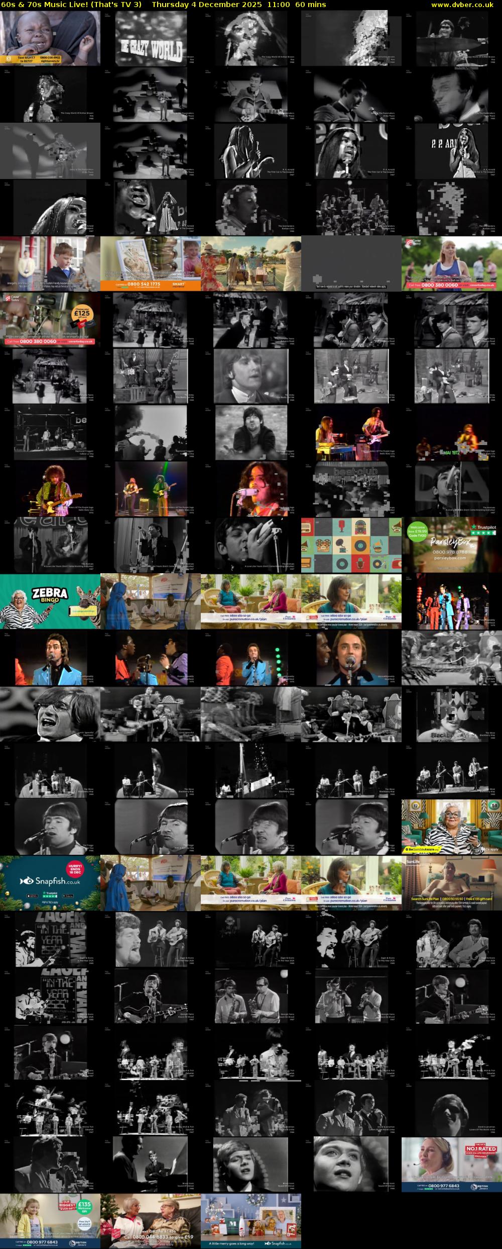 60s & 70s Music Live! (That's TV 3) Thursday 4 December 2025 11:00 - 12:00