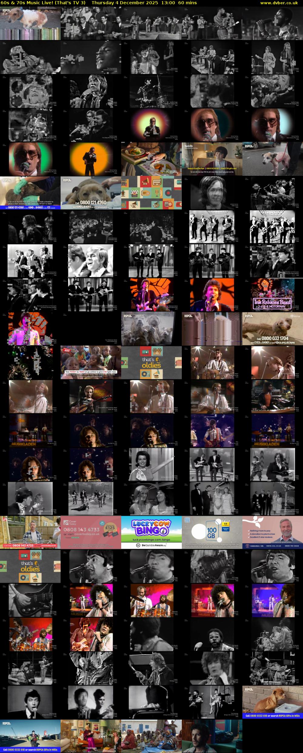 60s & 70s Music Live! (That's TV 3) Thursday 4 December 2025 13:00 - 14:00