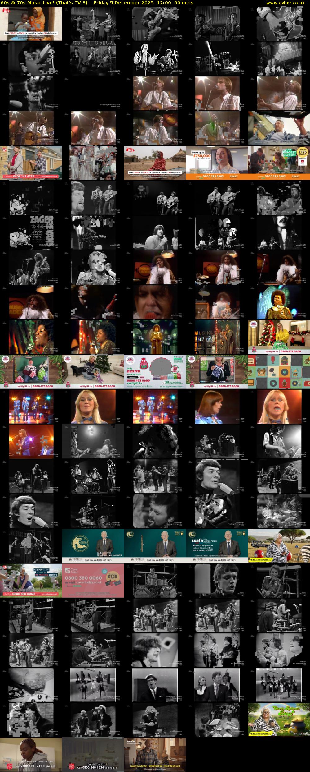 60s & 70s Music Live! (That's TV 3) Friday 5 December 2025 12:00 - 13:00