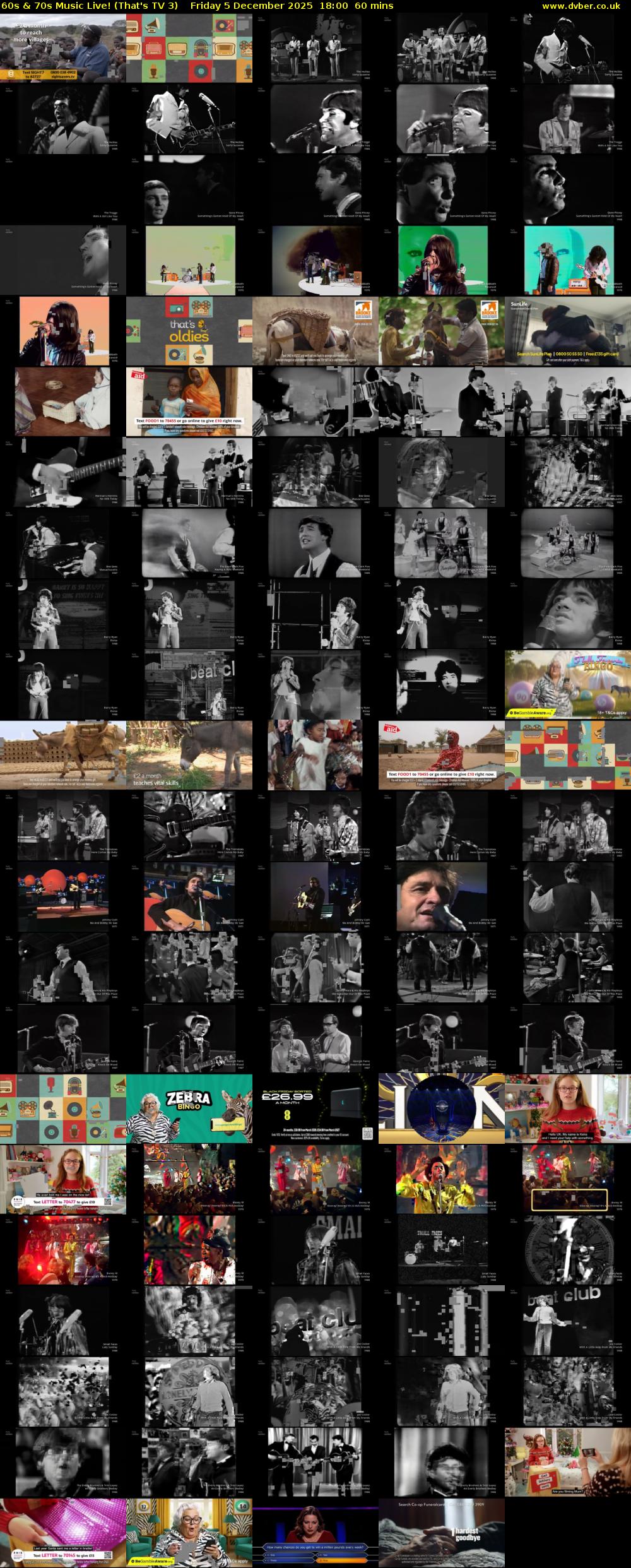 60s & 70s Music Live! (That's TV 3) Friday 5 December 2025 18:00 - 19:00