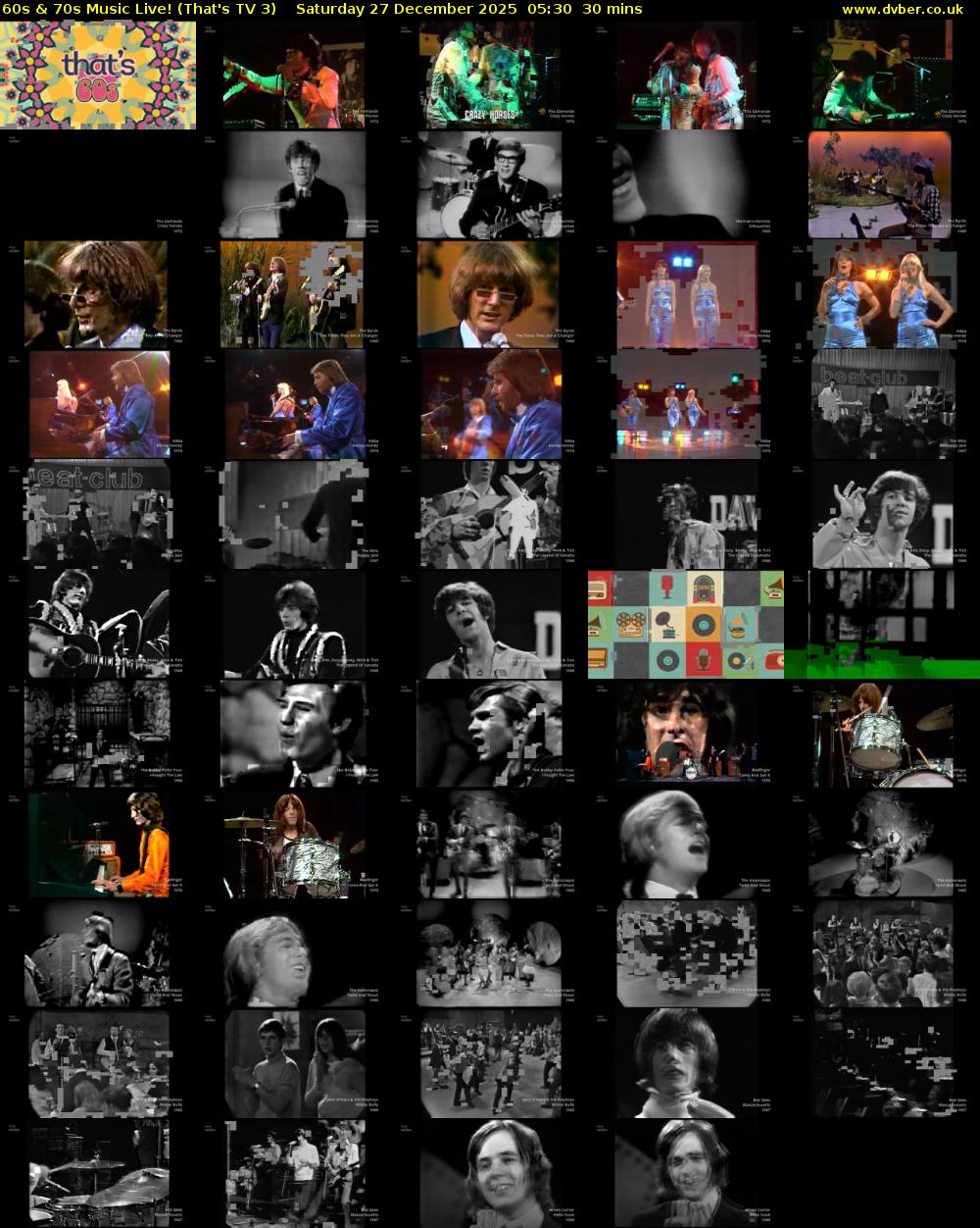 60s & 70s Music Live! (That's TV 3) Saturday 27 December 2025 05:30 - 06:00