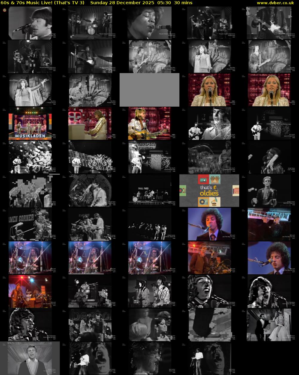 60s & 70s Music Live! (That's TV 3) Sunday 28 December 2025 05:30 - 06:00
