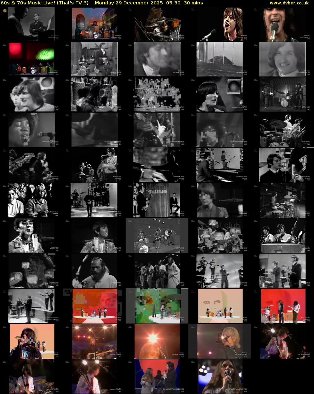 60s & 70s Music Live! (That's TV 3) Monday 29 December 2025 05:30 - 06:00