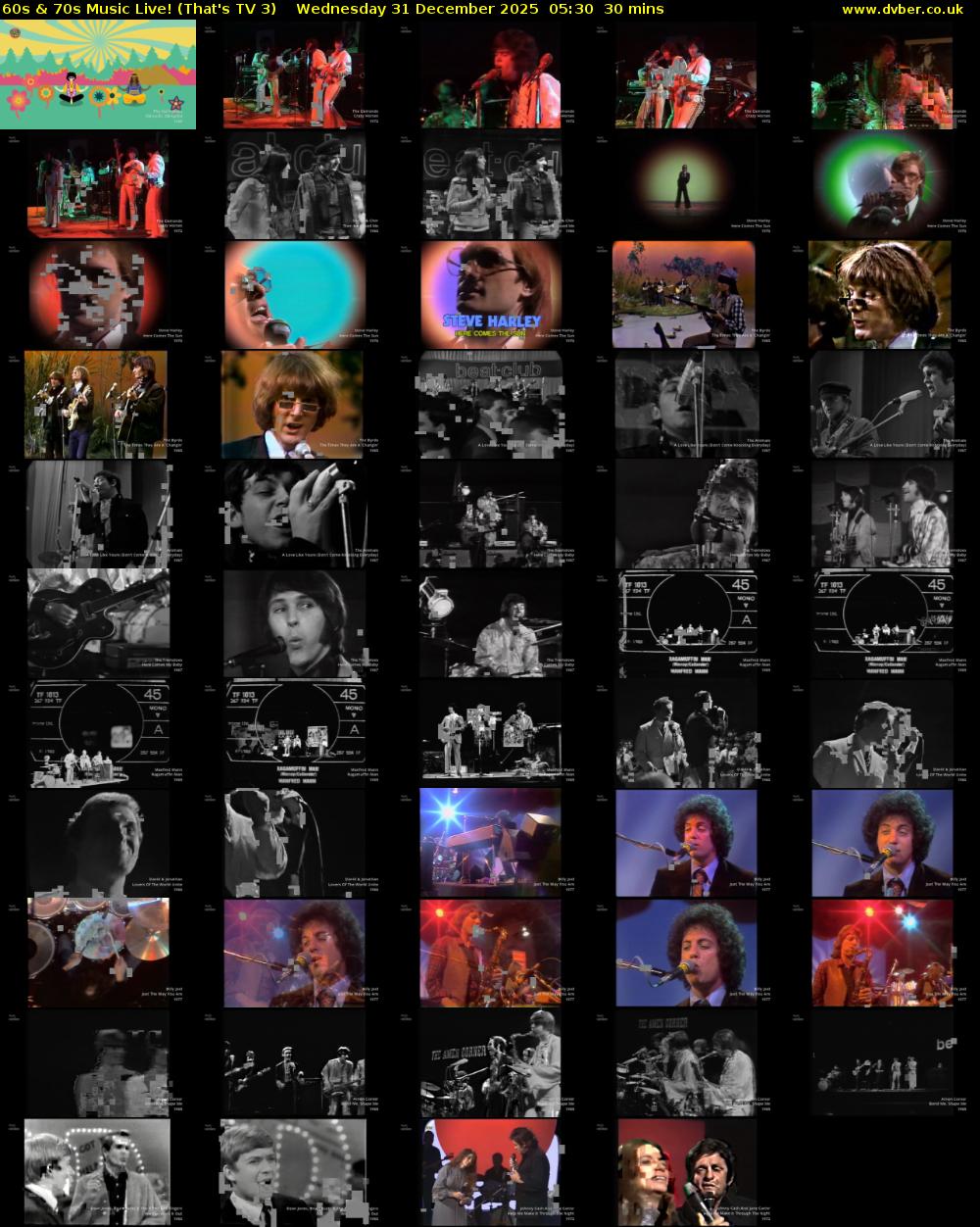 60s & 70s Music Live! (That's TV 3) Wednesday 31 December 2025 05:30 - 06:00