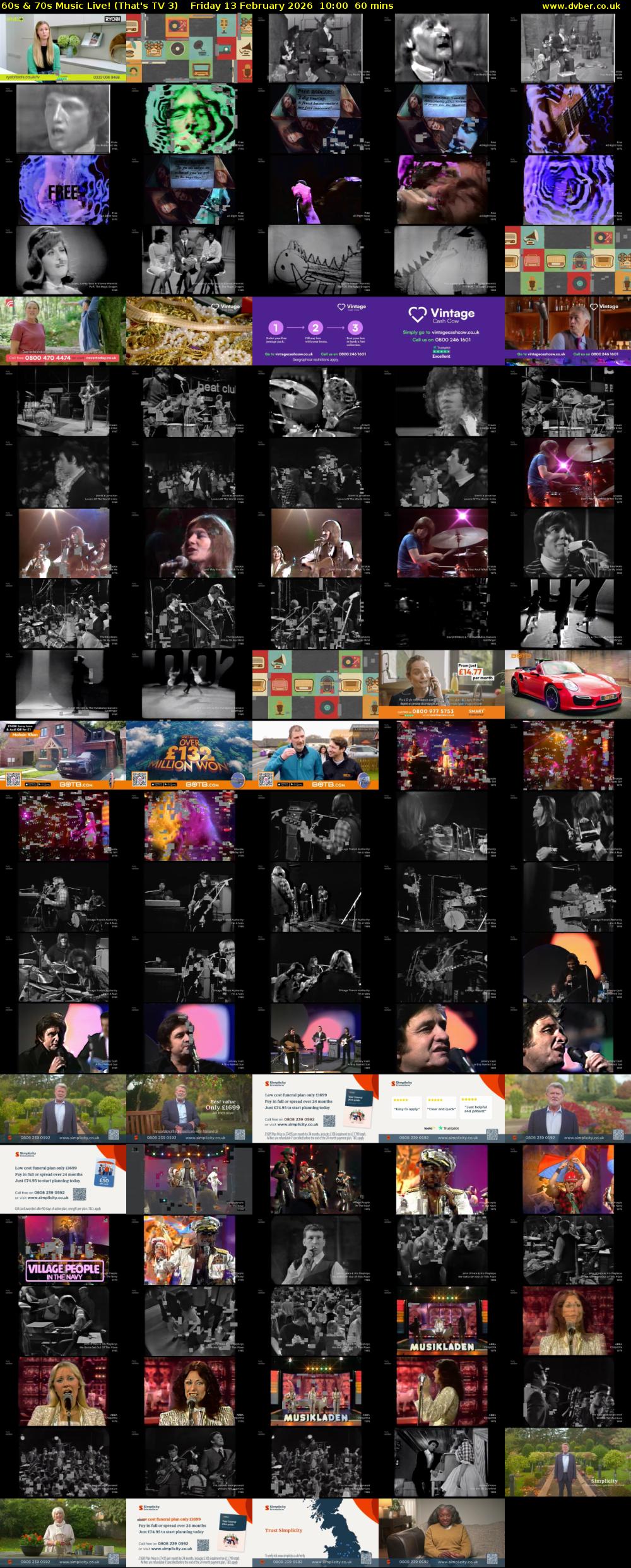 60s & 70s Music Live! (That's TV 3) Friday 13 February 2026 10:00 - 11:00