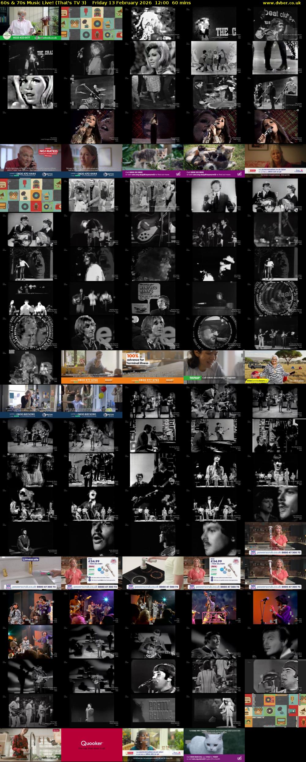 60s & 70s Music Live! (That's TV 3) Friday 13 February 2026 12:00 - 13:00