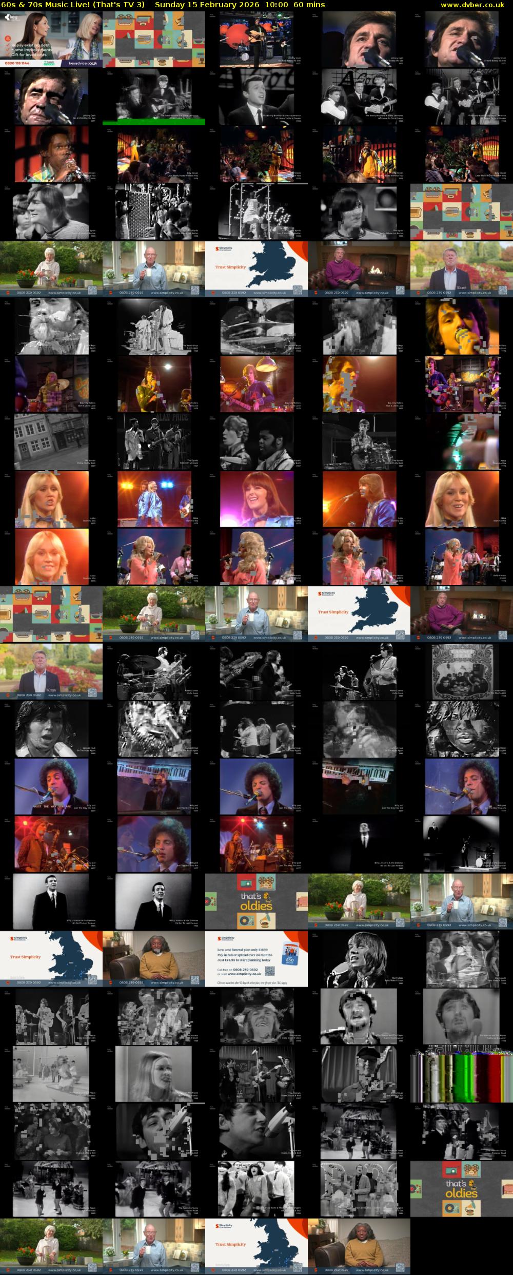 60s & 70s Music Live! (That's TV 3) Sunday 15 February 2026 10:00 - 11:00