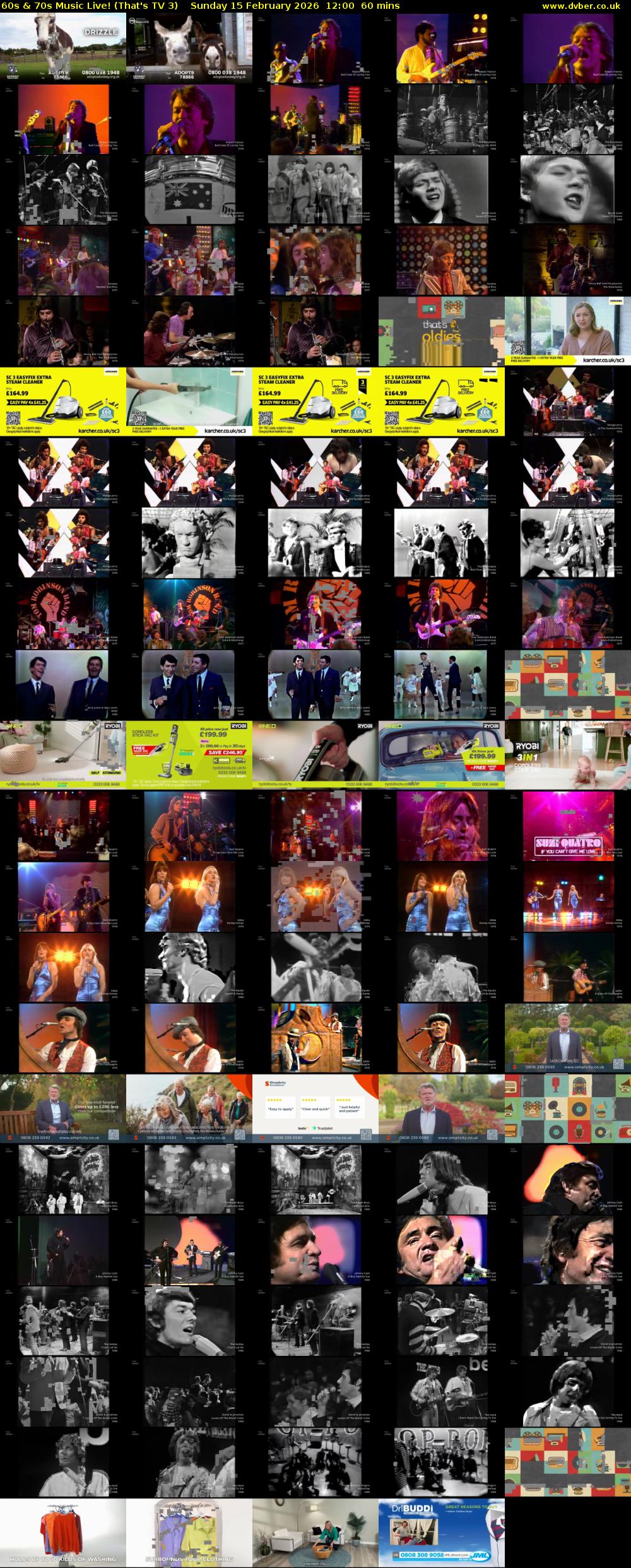 60s & 70s Music Live! (That's TV 3) Sunday 15 February 2026 12:00 - 13:00