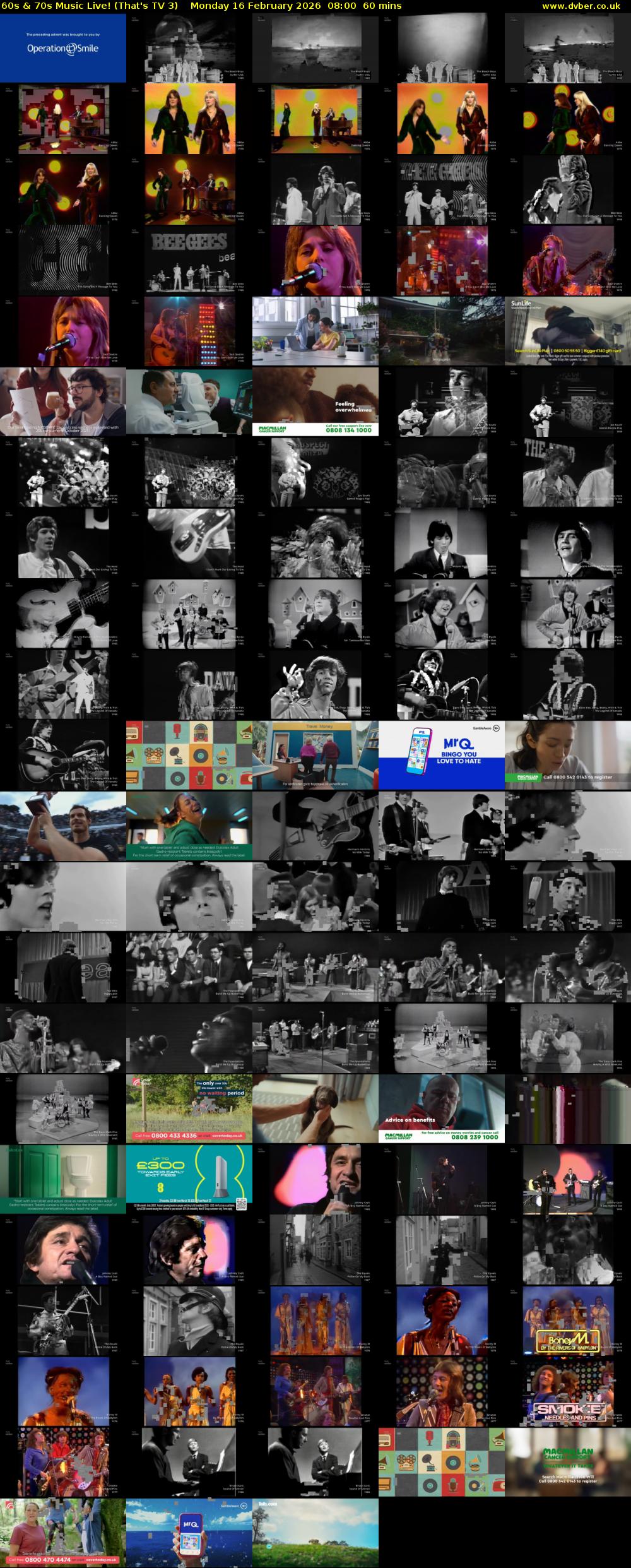 60s & 70s Music Live! (That's TV 3) Monday 16 February 2026 08:00 - 09:00