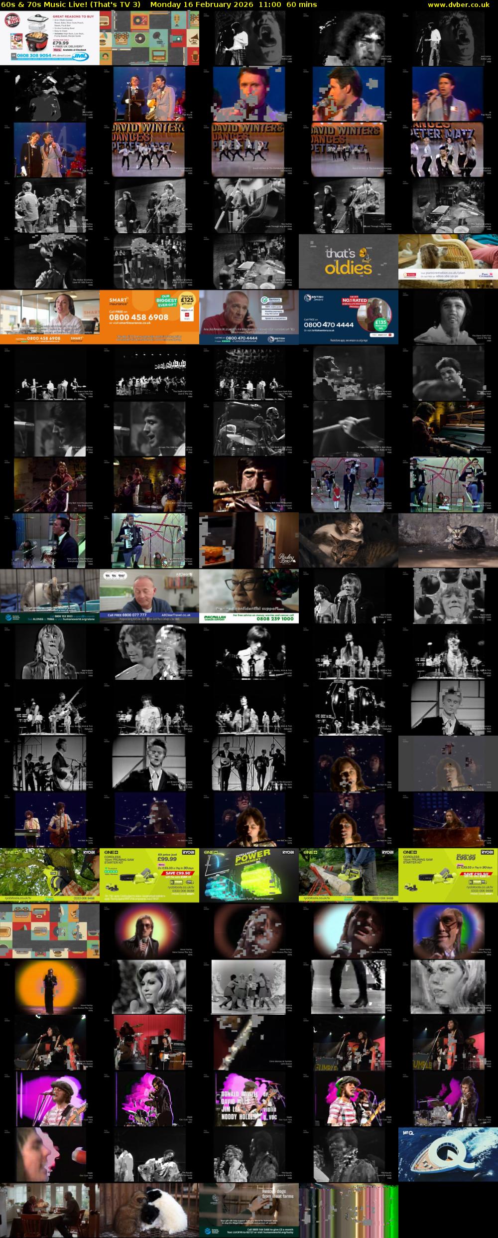 60s & 70s Music Live! (That's TV 3) Monday 16 February 2026 11:00 - 12:00