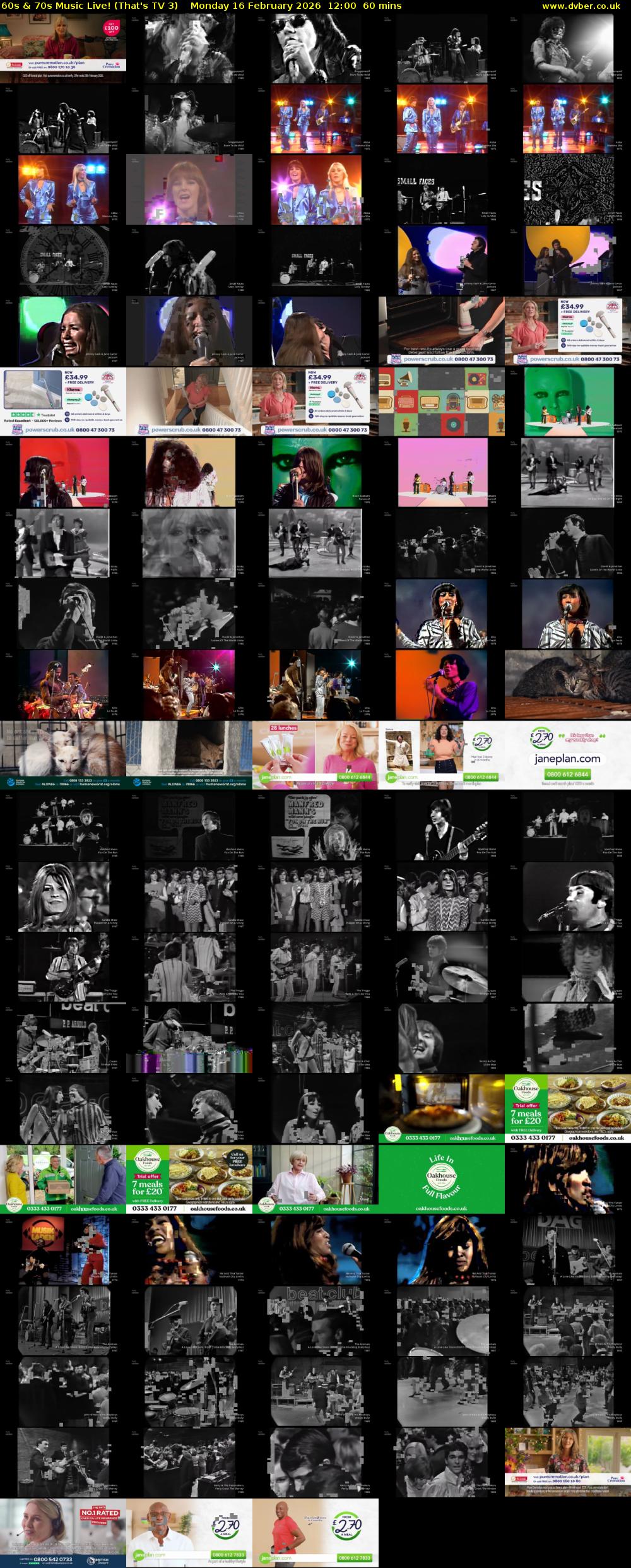 60s & 70s Music Live! (That's TV 3) Monday 16 February 2026 12:00 - 13:00