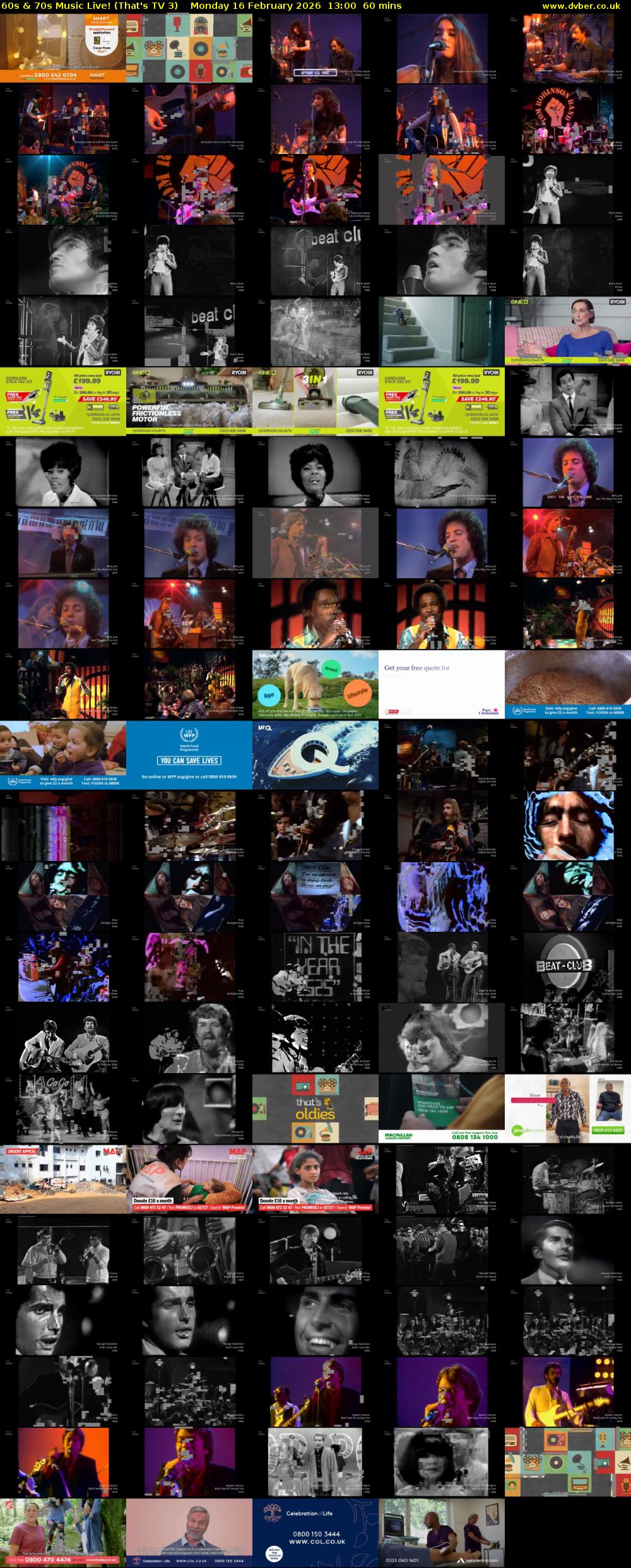 60s & 70s Music Live! (That's TV 3) Monday 16 February 2026 13:00 - 14:00