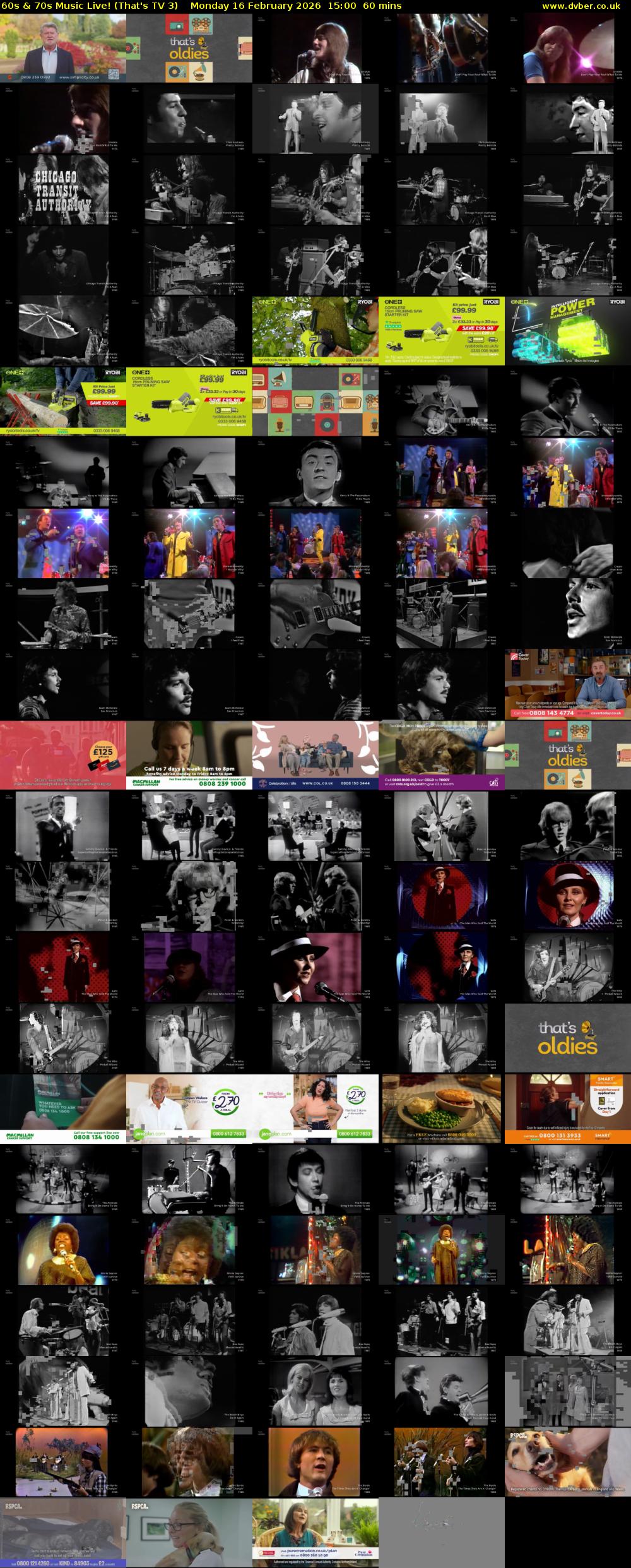 60s & 70s Music Live! (That's TV 3) Monday 16 February 2026 15:00 - 16:00