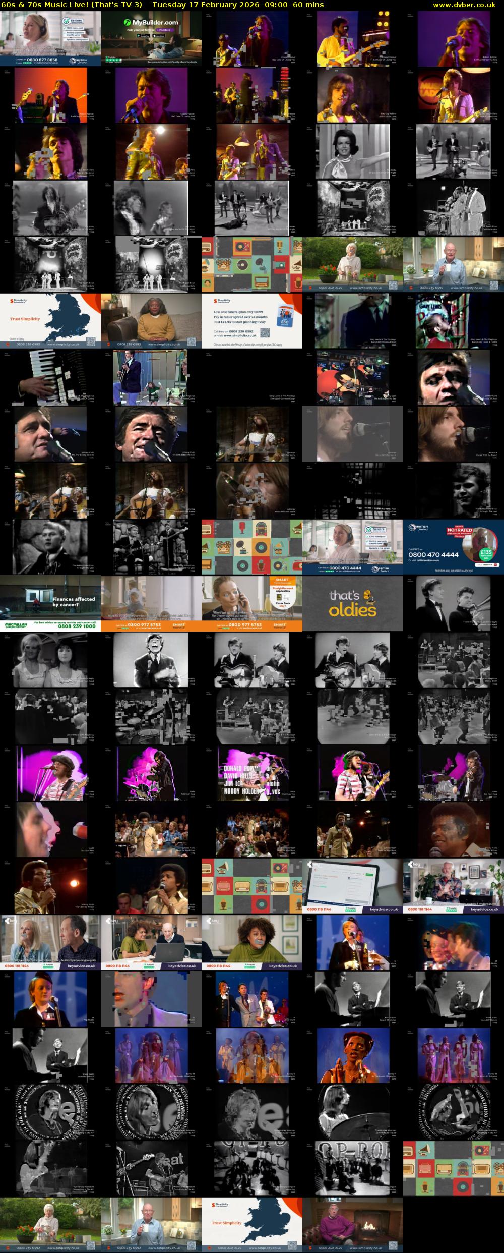 60s & 70s Music Live! (That's TV 3) Tuesday 17 February 2026 09:00 - 10:00