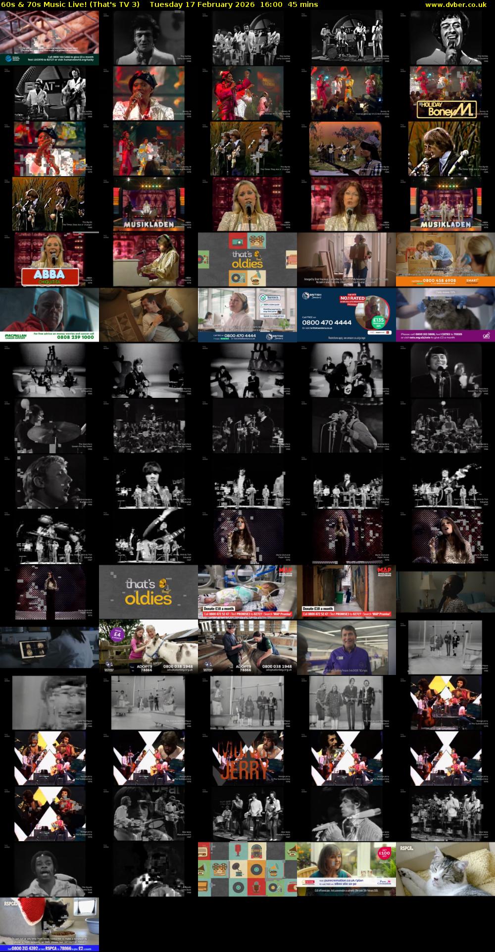 60s & 70s Music Live! (That's TV 3) Tuesday 17 February 2026 16:00 - 16:45