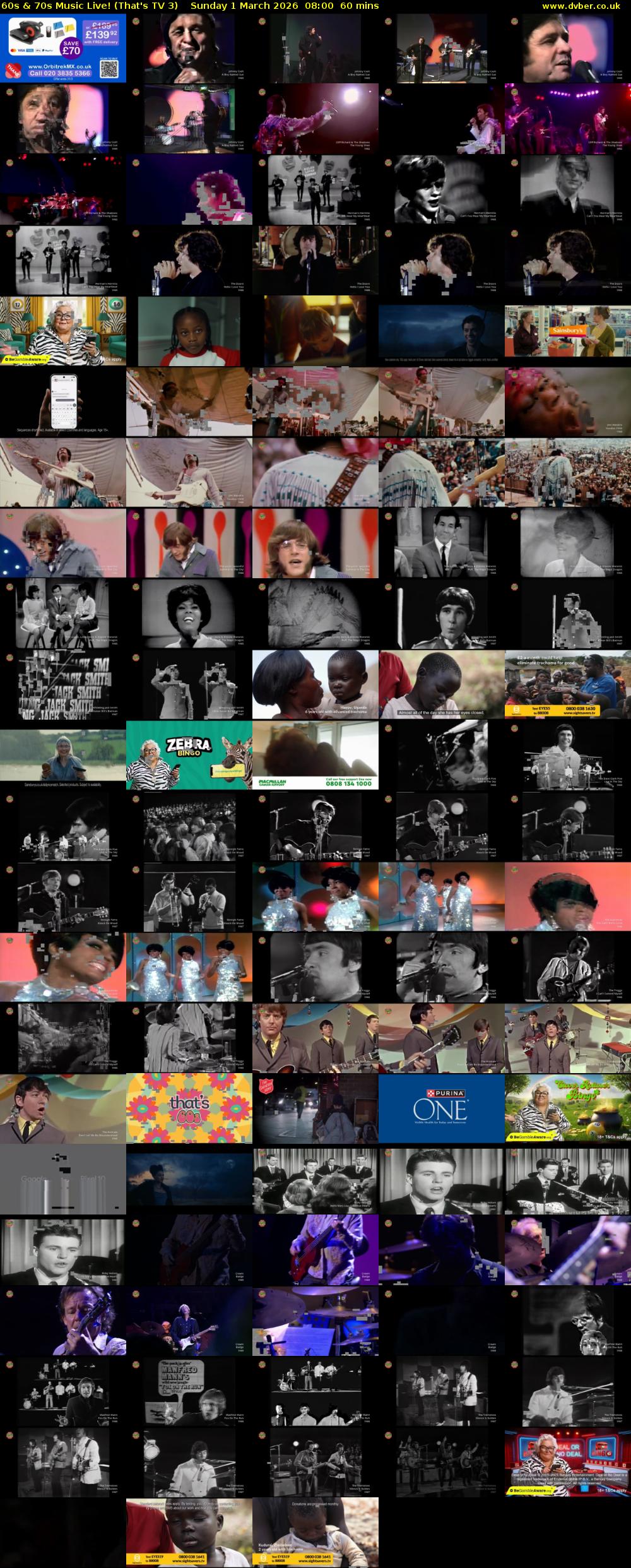 60s & 70s Music Live! (That's TV 3) Sunday 1 March 2026 08:00 - 09:00