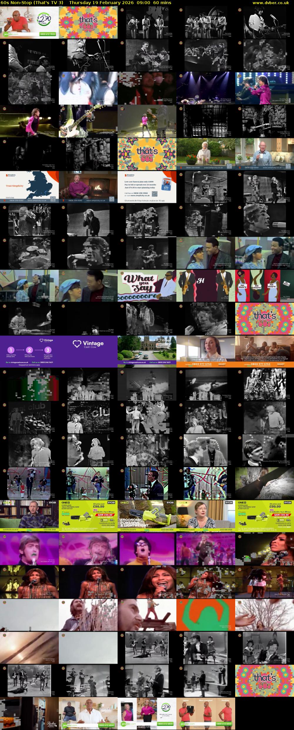 60s Non-Stop (That's TV 3) Thursday 19 February 2026 09:00 - 10:00