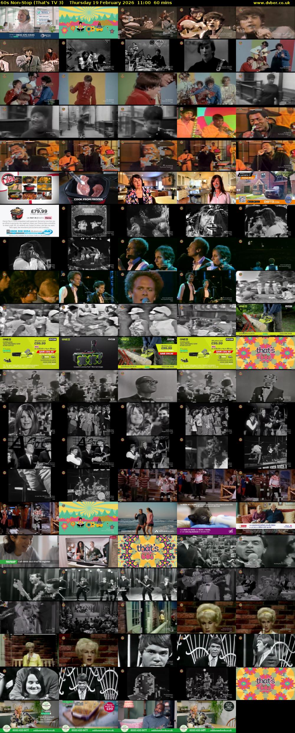 60s Non-Stop (That's TV 3) Thursday 19 February 2026 11:00 - 12:00