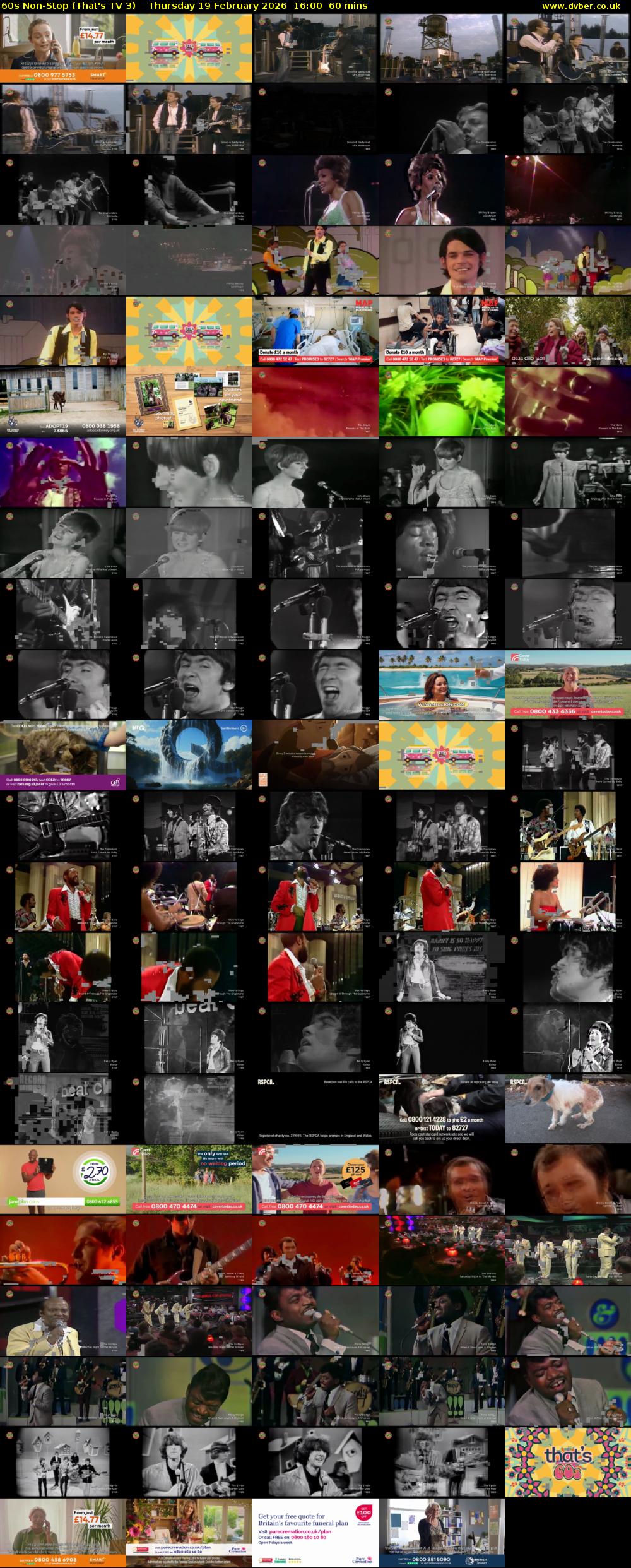 60s Non-Stop (That's TV 3) Thursday 19 February 2026 16:00 - 17:00