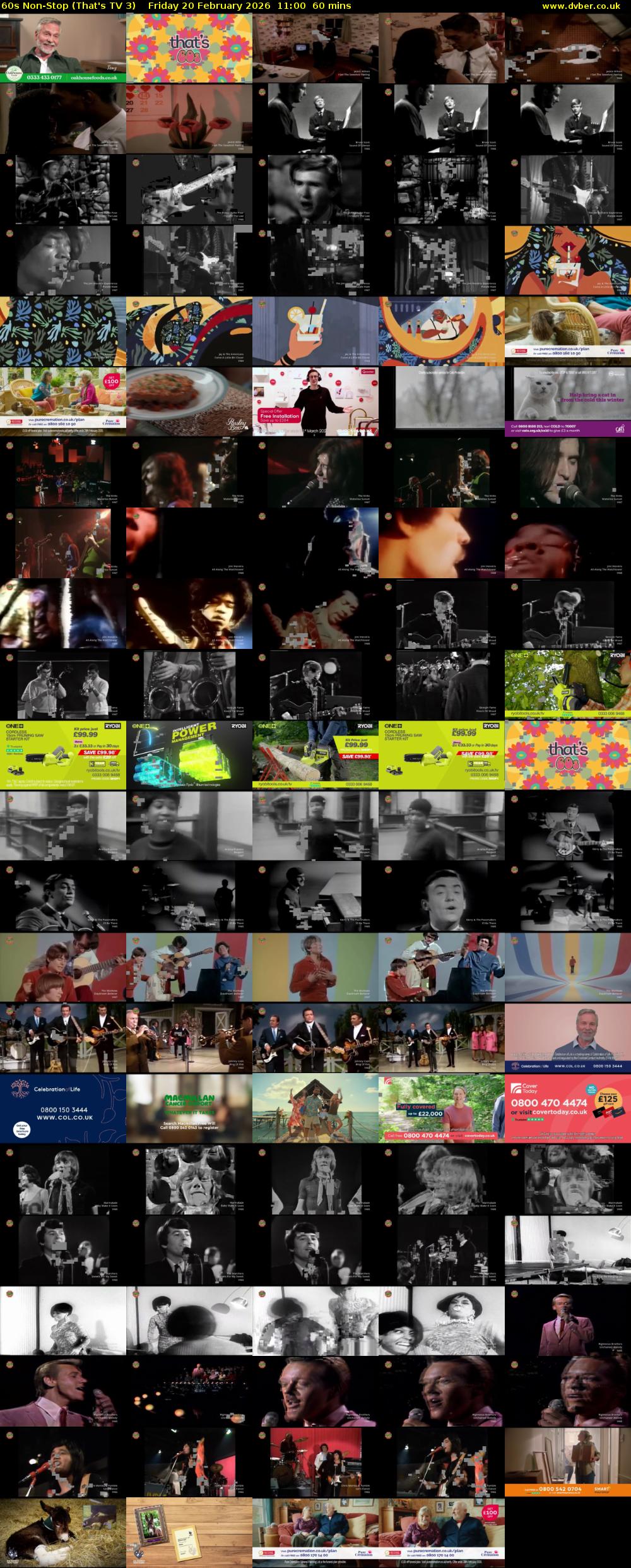 60s Non-Stop (That's TV 3) Friday 20 February 2026 11:00 - 12:00