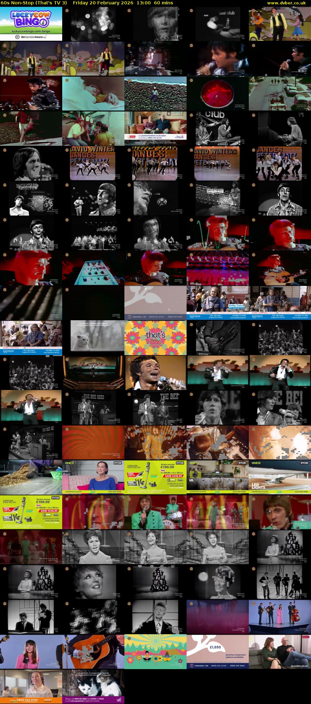 60s Non-Stop (That's TV 3) Friday 20 February 2026 13:00 - 14:00