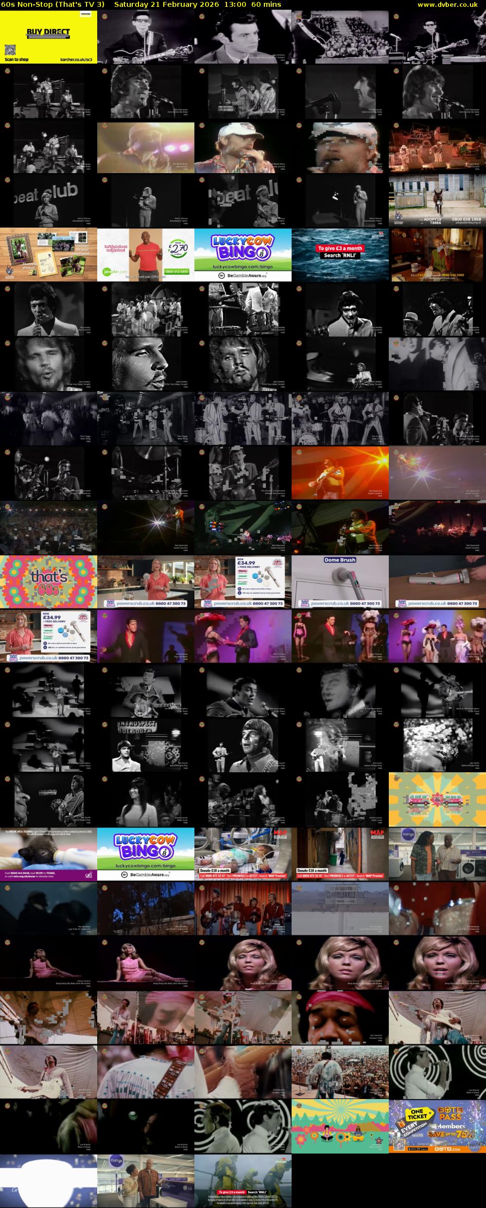 60s Non-Stop (That's TV 3) Saturday 21 February 2026 13:00 - 14:00