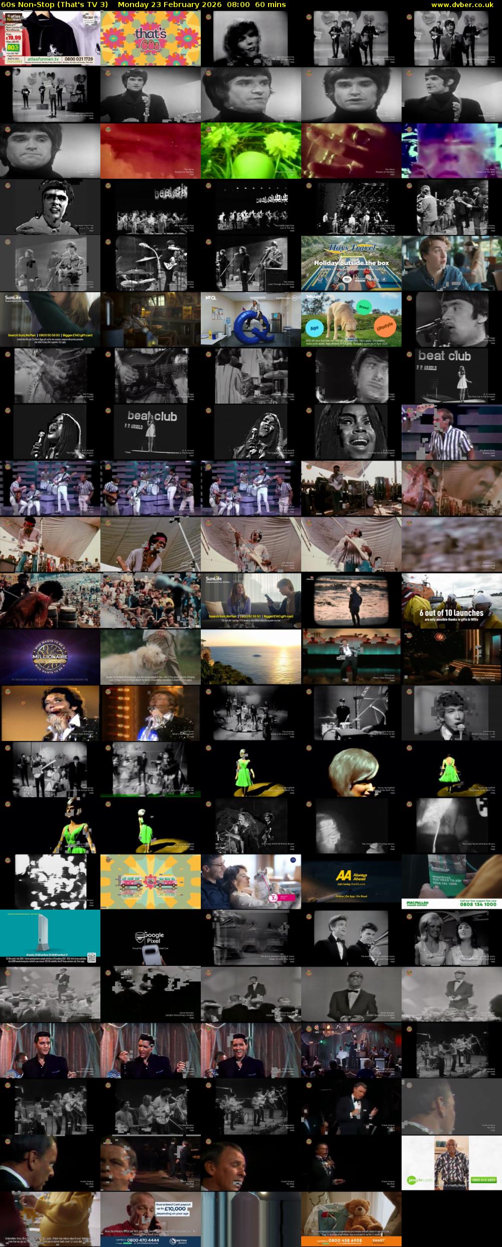 60s Non-Stop (That's TV 3) Monday 23 February 2026 08:00 - 09:00