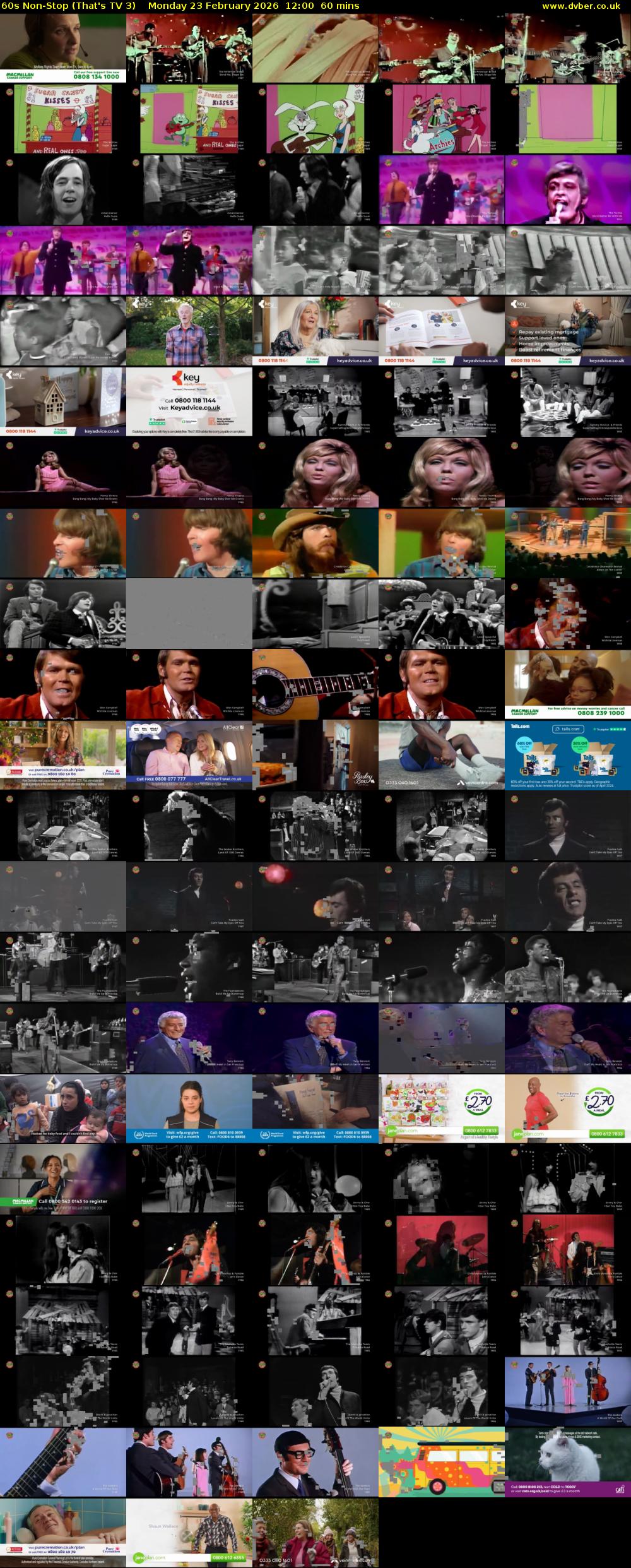 60s Non-Stop (That's TV 3) Monday 23 February 2026 12:00 - 13:00