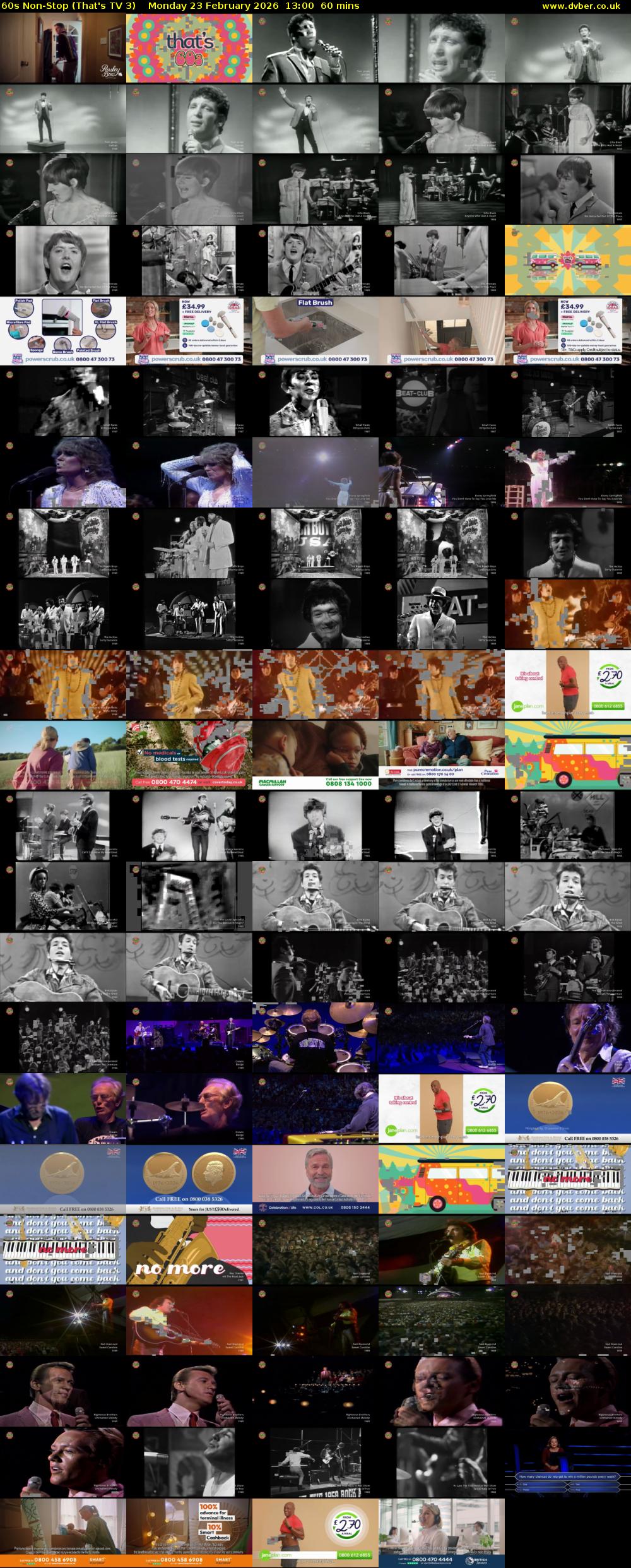 60s Non-Stop (That's TV 3) Monday 23 February 2026 13:00 - 14:00