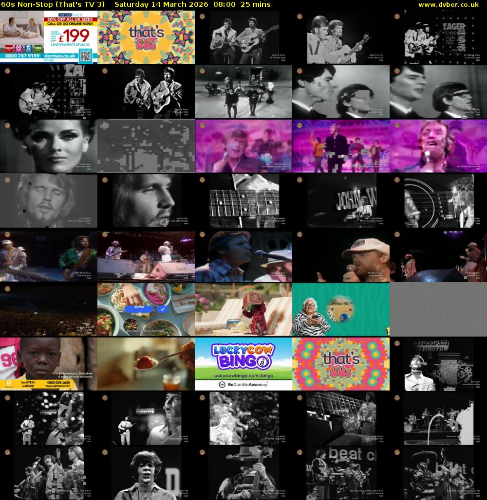 60s Non-Stop (That's TV 3) Saturday 14 March 2026 08:00 - 08:25
