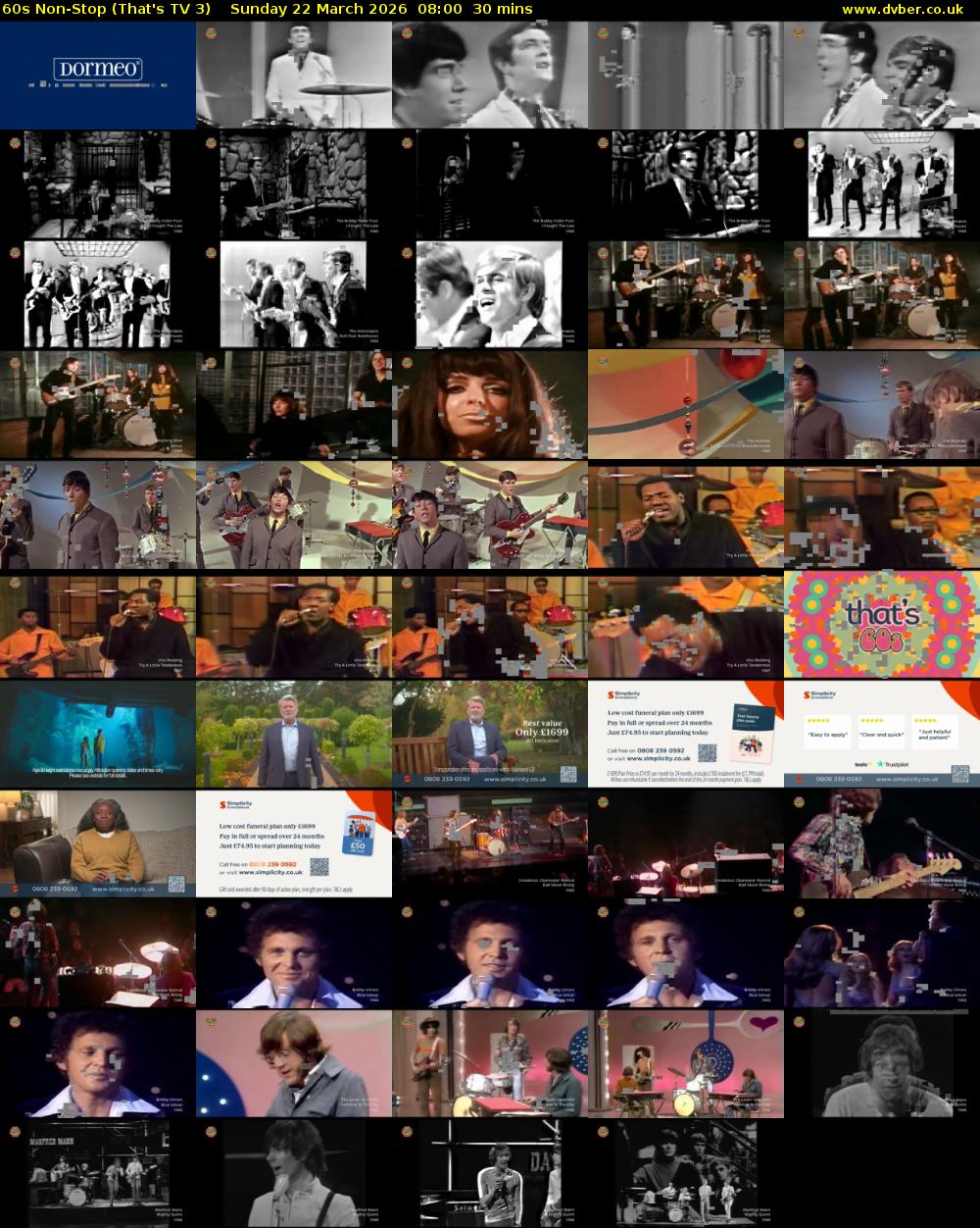 60s Non-Stop (That's TV 3) Sunday 22 March 2026 08:00 - 08:30