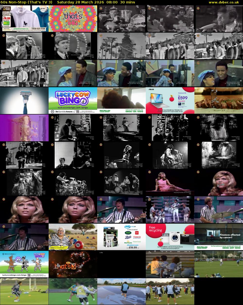 60s Non-Stop (That's TV 3) Saturday 28 March 2026 08:00 - 08:30