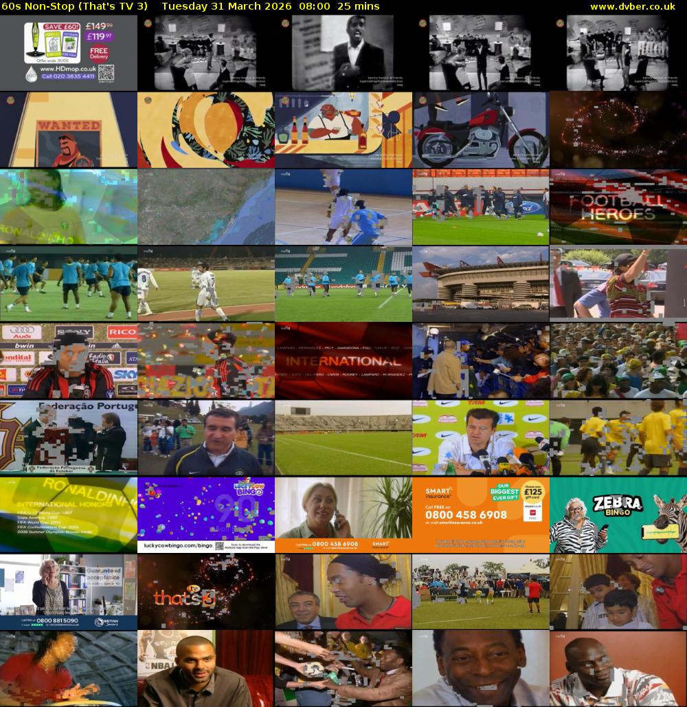 60s Non-Stop (That's TV 3) Tuesday 31 March 2026 08:00 - 08:25