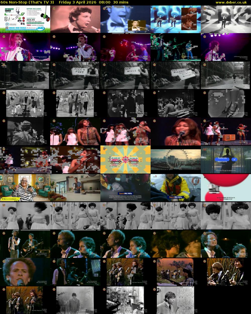 60s Non-Stop (That's TV 3) Friday 3 April 2026 08:00 - 08:30