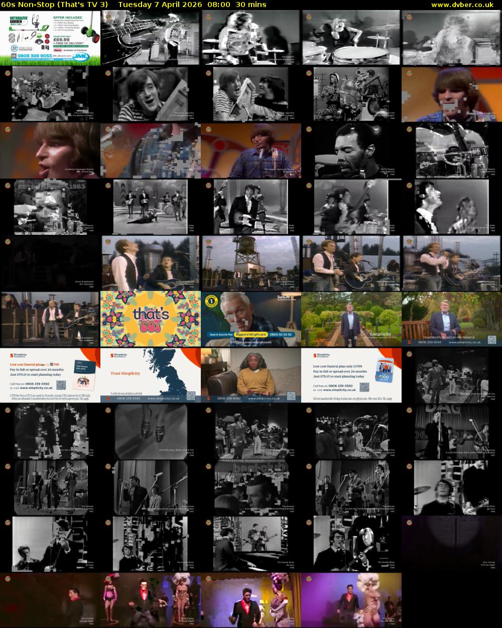 60s Non-Stop (That's TV 3) Tuesday 7 April 2026 08:00 - 08:30
