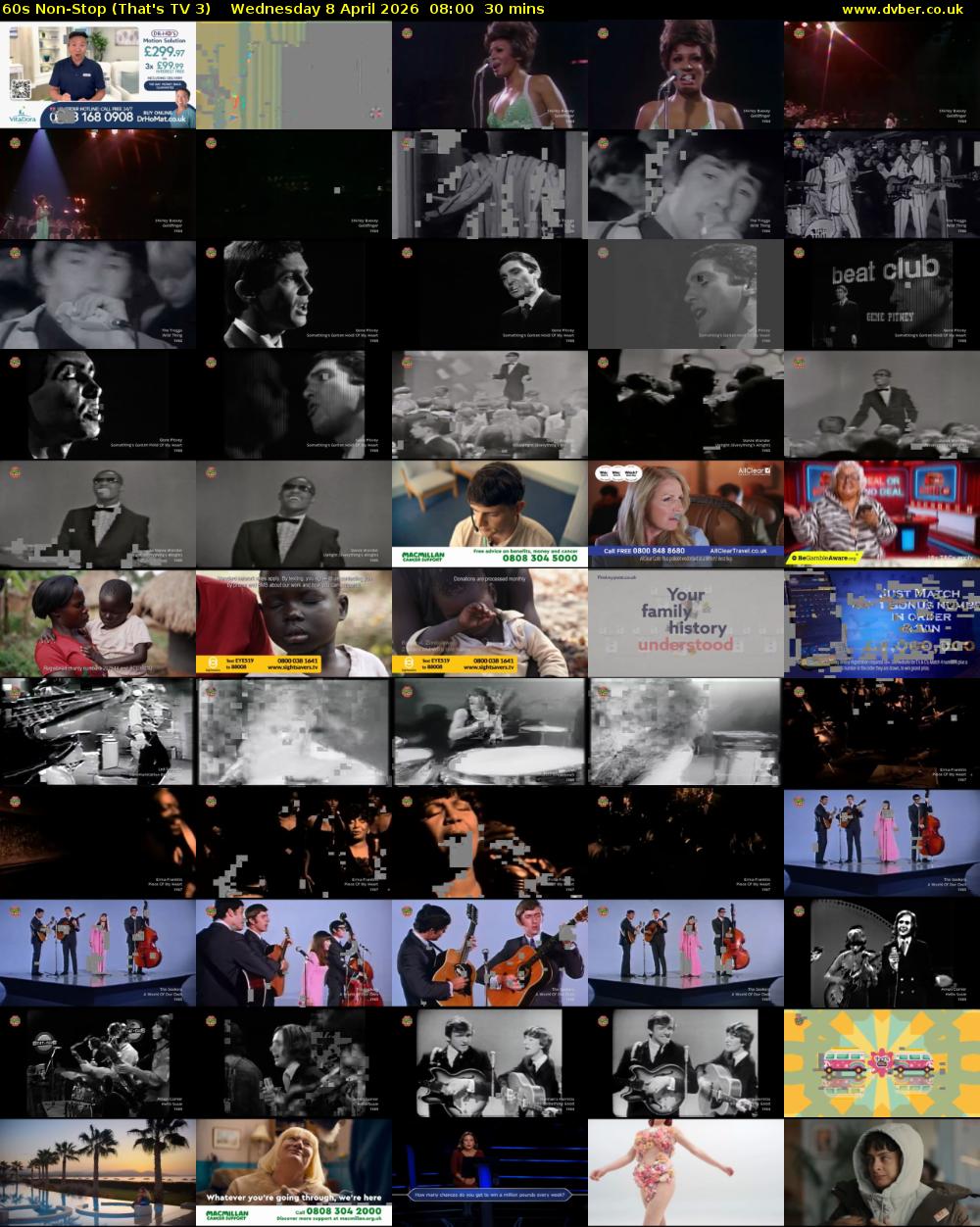 60s Non-Stop (That's TV 3) Wednesday 8 April 2026 08:00 - 08:30