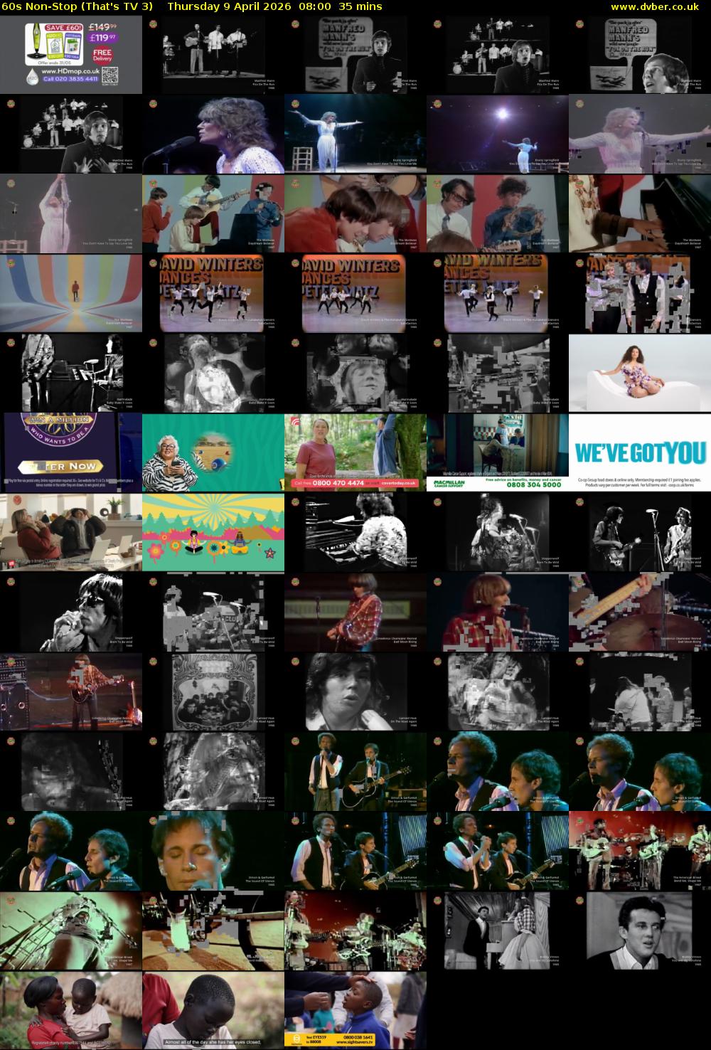 60s Non-Stop (That's TV 3) Thursday 9 April 2026 08:00 - 08:35