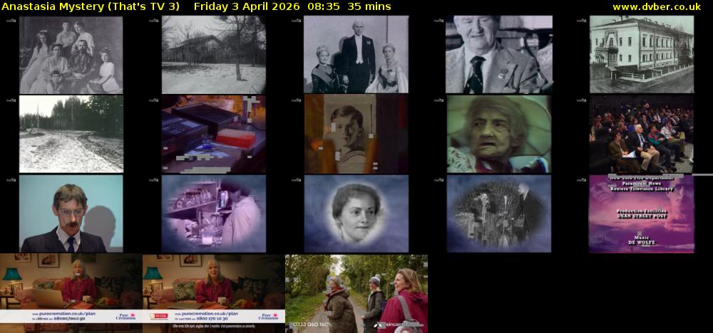 Anastasia Mystery (That's TV 3) Friday 3 April 2026 08:35 - 09:10