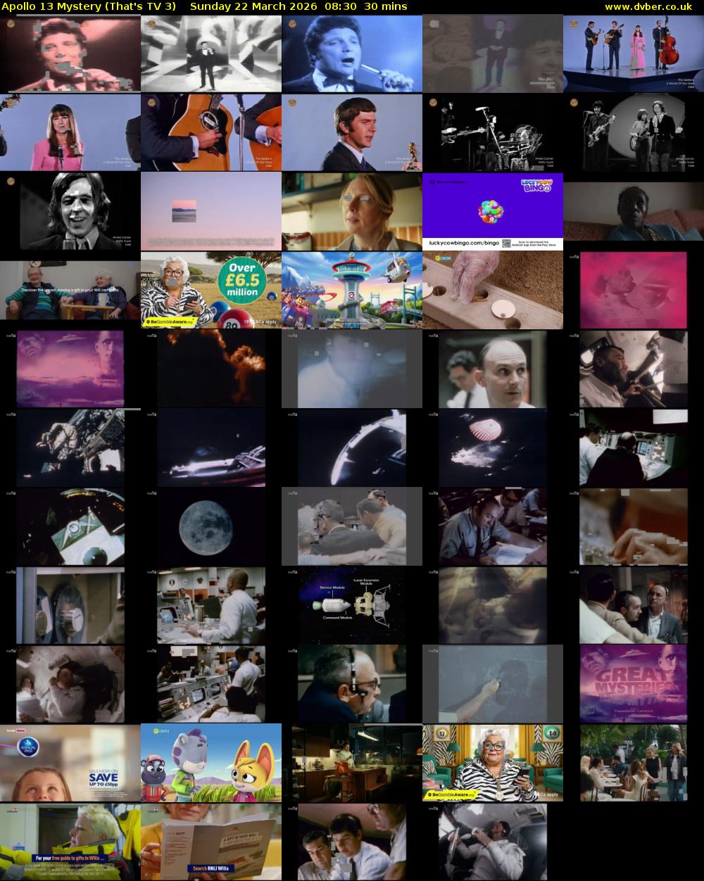 Apollo 13 Mystery (That's TV 3) Sunday 22 March 2026 08:30 - 09:00