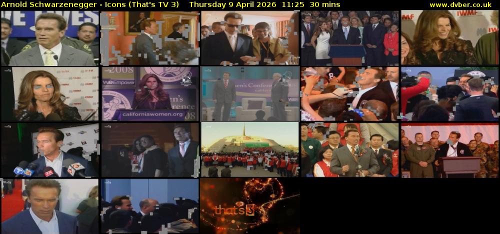 Arnold Schwarzenegger - Icons (That's TV 3) Thursday 9 April 2026 11:25 - 11:55