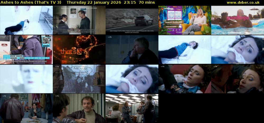 Ashes to Ashes (That's TV 3) Thursday 22 January 2026 23:15 - 00:25